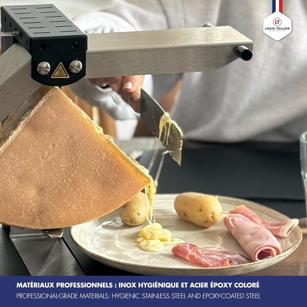 Appareil Raclette Traditionnelle 1-6 Pers – Louis Tellier Brézière® Signature Basalte Noir – Fabriqué en France, Durable, Facile à Nettoyer – Service à la Table et Convivialité