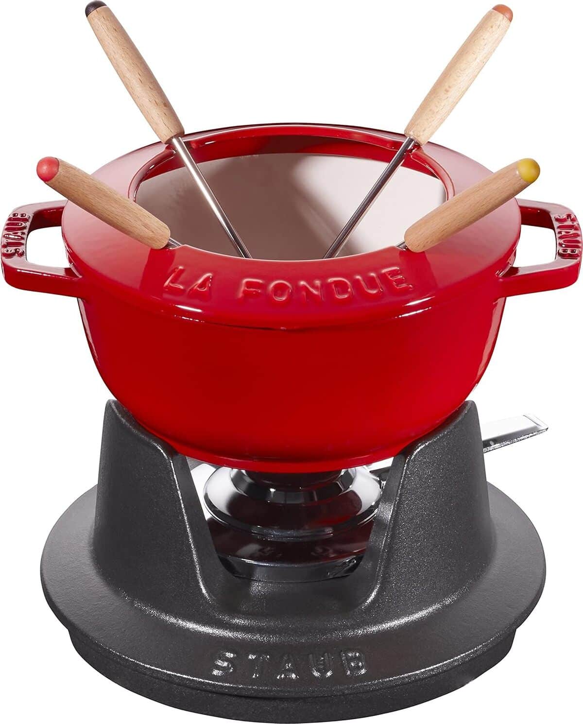 Test du service à fondue en fonte Staub 16 cm cerise