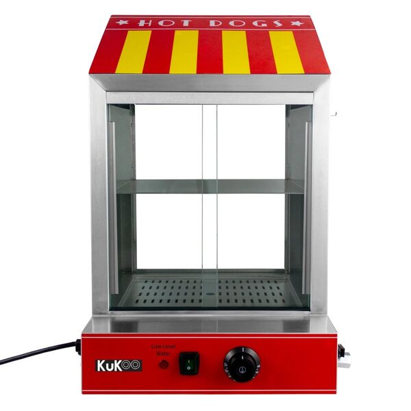 Cuiseur Vapeur Commercial pour Hot Dog Machine à Pain Saucisses 2000W En Acier Inoxydable à 2 Niveaux Température 30° à 110° Ajustable [Pince & Pot à Sauce GRATUITS] Parfait pour Fête, Cantine, Events