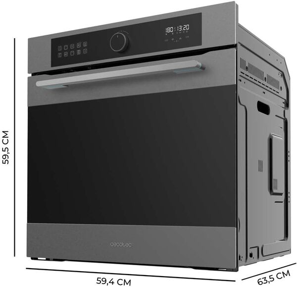 Cecotec Four Encastrable Multifonction 60 cm Bolero Hexa AF316000 Matt A 3400 W, Capacité de 81 L, 11 Fonctions avec Airfryer Master, Pizza Master, Steam Assist, Steam EasyClean, 3D Cooking, Defrost [Classe énergétique A]