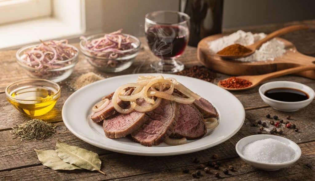 Bœuf mariné aux oignons : recette facile et économique