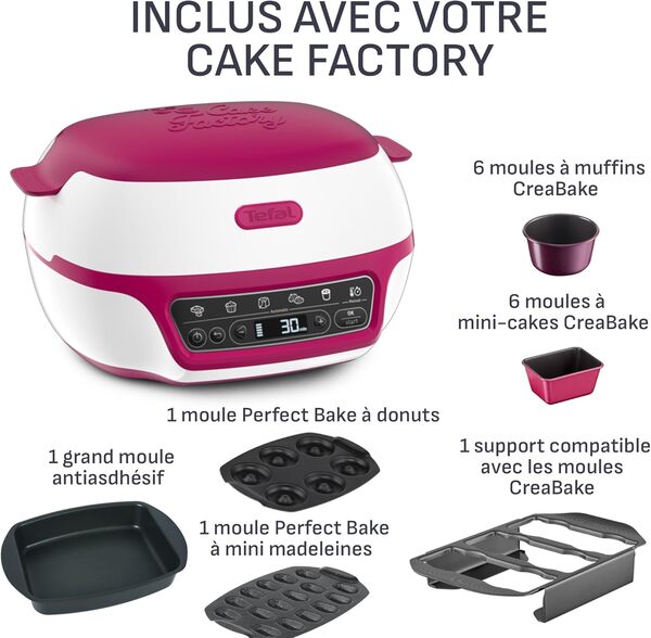 Cake Factory Délices, Machine à gâteaux, 5 programmes, mode manuel, moules muffins, cakes, madeleines, donuts