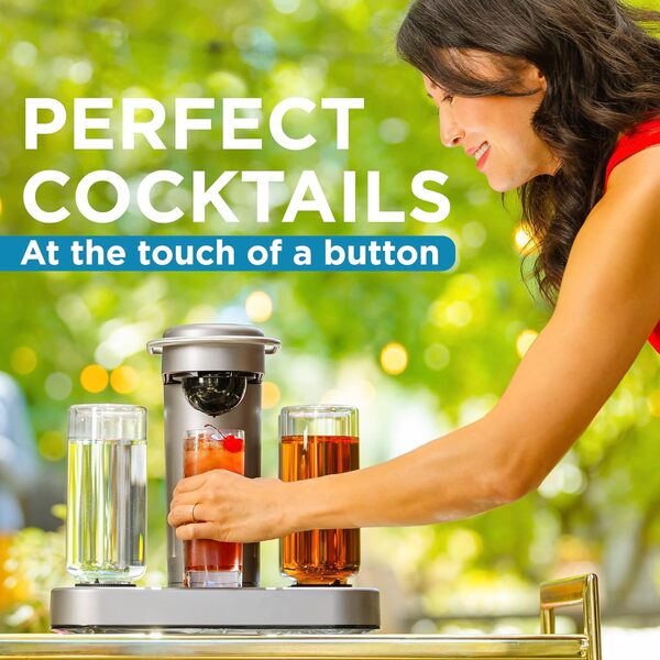 Bartesian Machine à cocktail - Préparation facile de boissons grâce à des recettes intégrées - Ingrédients pour cocktails en capsules, 4 dosages d’alcool ajustables - Pour 4 spiritueux