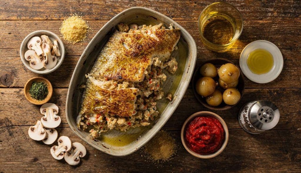 Lotte farcie au four : recette économique