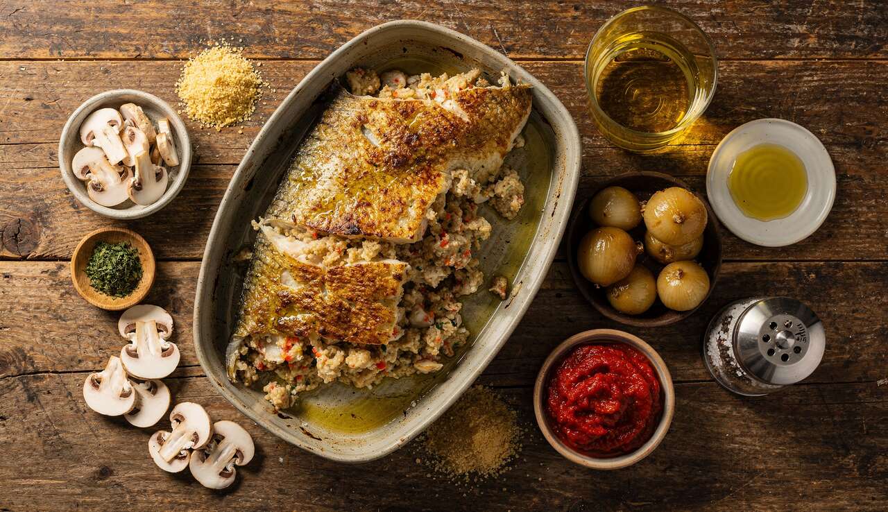 Lotte farcie au four : recette économique