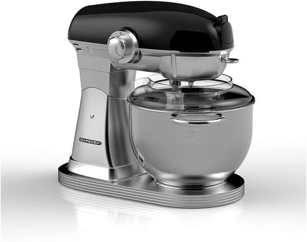 SCHNEIDER SCFP57B, Robot pâtissier Vintage, Bol inox 5,7 litres, 10 vitesses, Puissance 1500 watts, Mouvement planétaire, Couvercle anti éclaboussures, Pieds ventouses, Noi