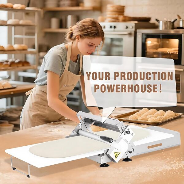 Laminoir à PâTe Professionnel, Laminoir RéVersible pour PâTe FeuilletéE et Fondante, Laminoir Manuel, éPaisseur RéGlable de 0 à 25 mm, Laminoir Pliable pour Boulangeries Width11.81in
