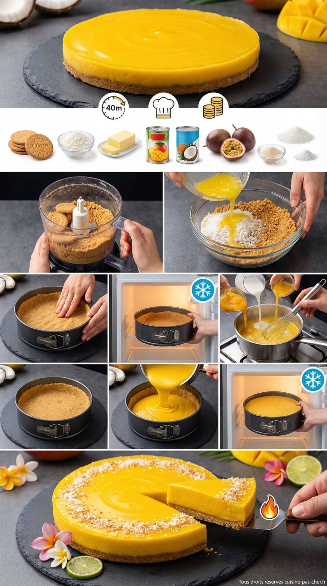 Fiche recette Recette Tarte Exotique &agrave; la Mangue : d&eacute;lice Abordable