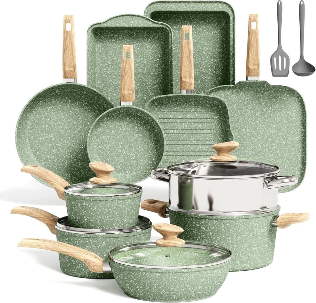 Test : batterie de cuisine Kitchen Academy 17 pièces induction - granit vert antiadhésif