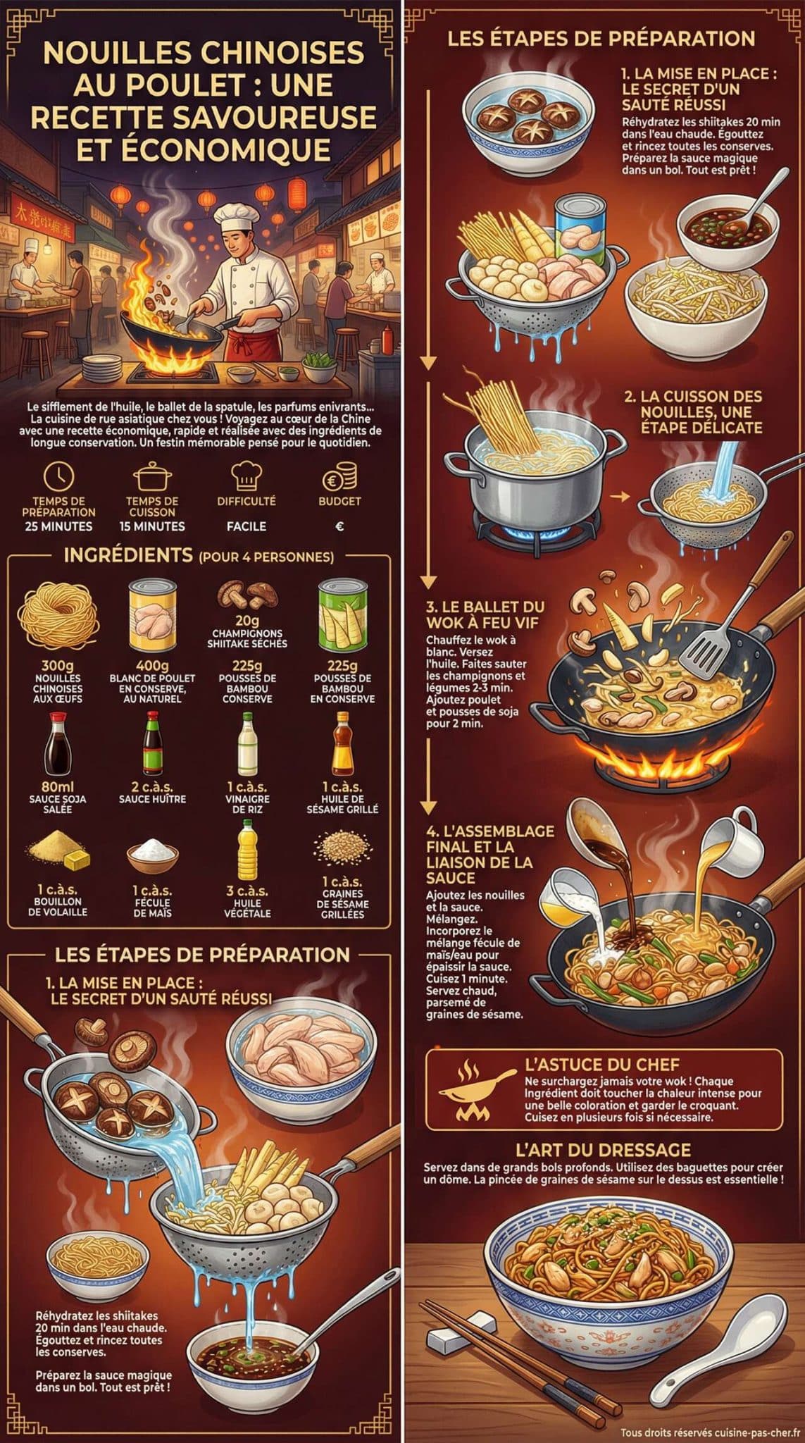 Fiche recette Nouilles chinoises au poulet : une recette savoureuse et &eacute;conomique