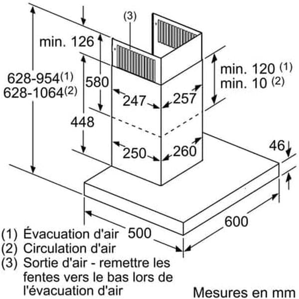 SIEMENS Hotte decorative murale LC67BHP50, Hotte murale,iQ500,60 cm, Inox [Classe énergétique A]