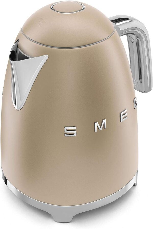 Smeg, Bouilloire Électrique KLF03CHMEU 1,7 L, Filtre Anticalcaire Lavable, Arrêt Automatique de Sécurité, Indicateur de Niveau d'Eau, Base Antidérapante, Range Cordon, Puissance 2400W, Or Mat