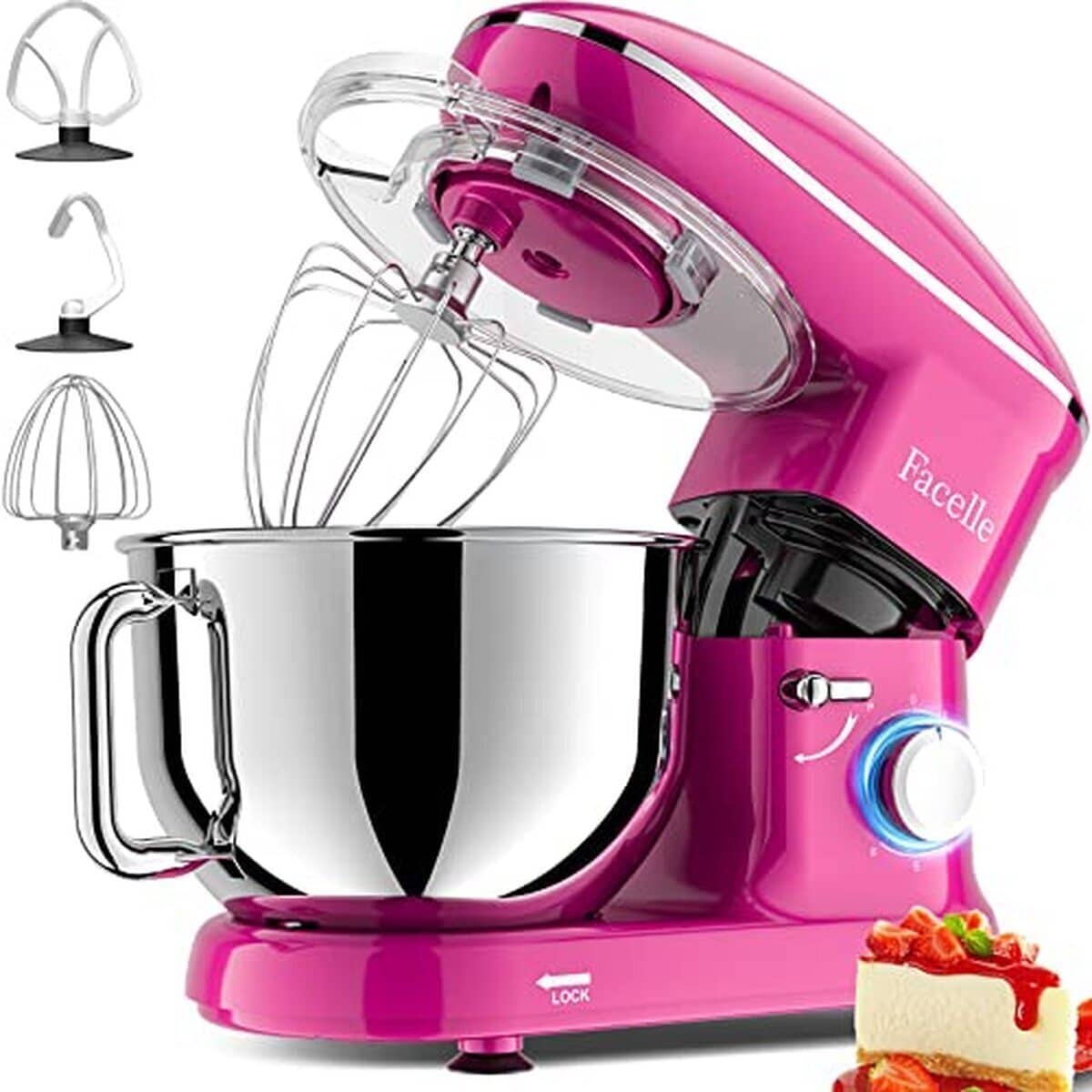 Test du robot pâtissier Facelle 1500W pourpre