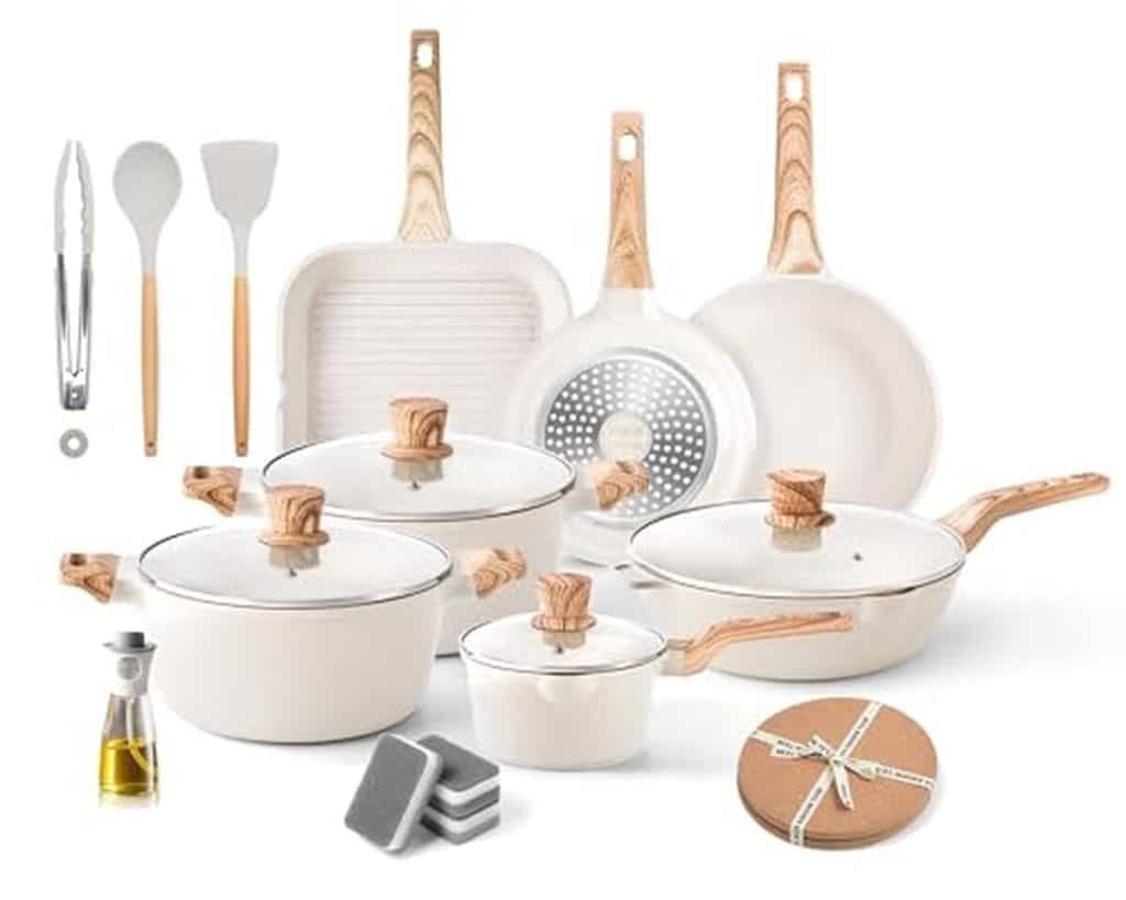 Test batterie de cuisine Caannasweis : antiadhésif granit 20 pièces