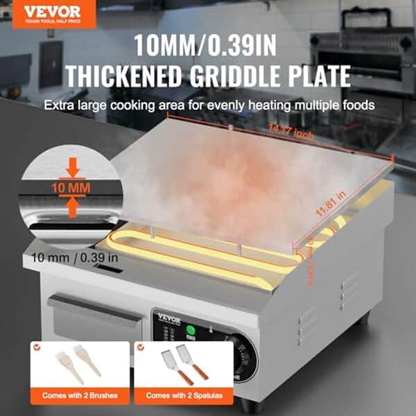 Découvrez la performance culinaire optimale de la plancha électrique VEVOR 2026 W, l'outil idéal pour des grillades réussies à chaque utilisation.