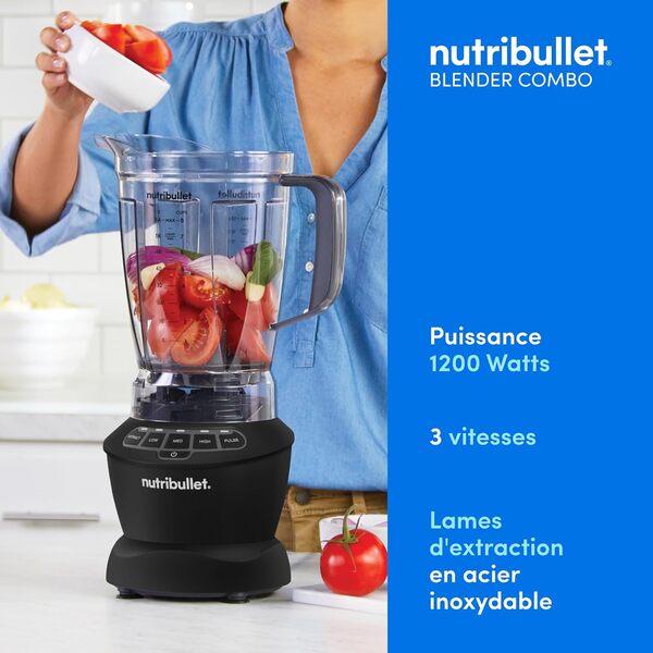 Découvre le Nutribullet NBF500MB, un mixeur multifonction de 1200W. Avec ses performances puissantes, il est idéal pour toutes tes préparations culinaires.