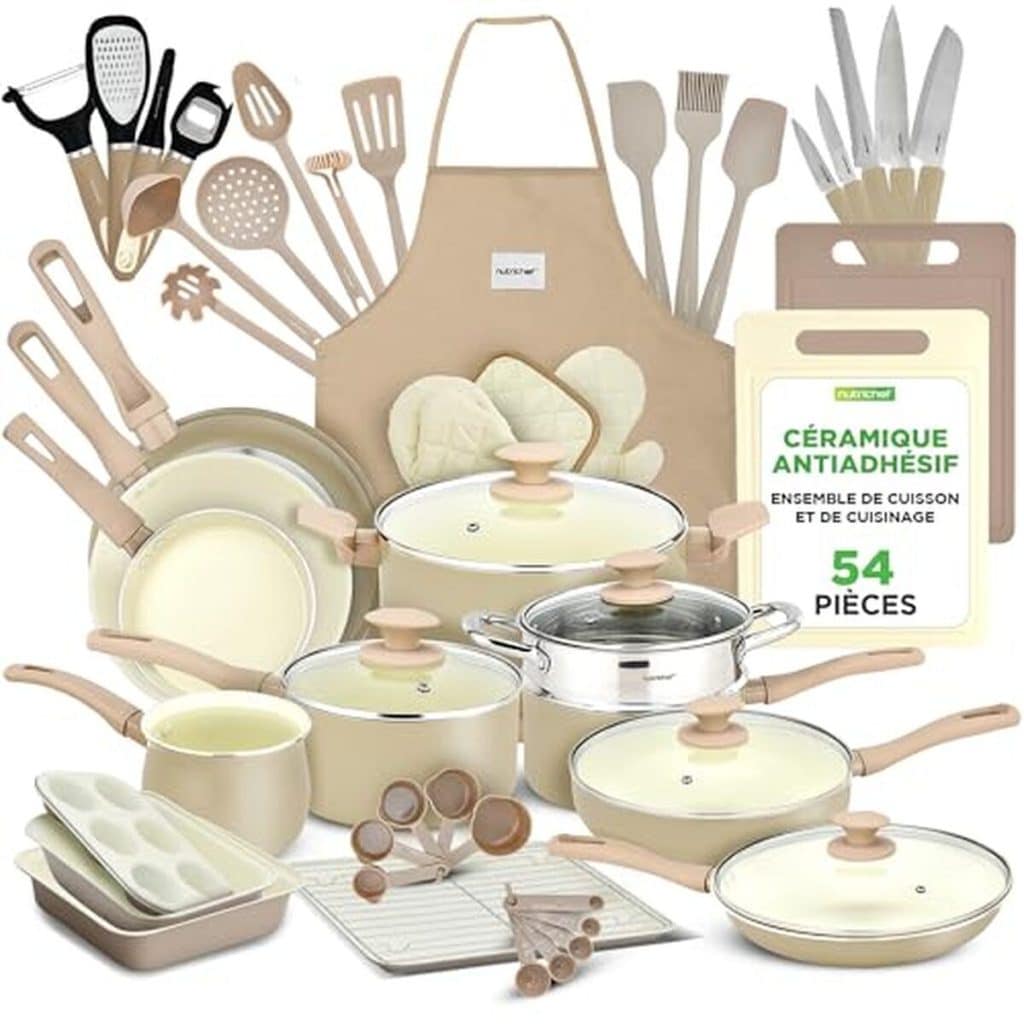 Test du set de cuisine NutriChef 54 pièces antiadhésif marbre