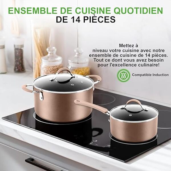Découvrez notre analyse détaillée de la batterie de cuisine NutriChef 14 pièces, dorée et brillante : qualité, esthétique et polyvalence, pour une cuisine raffinée et performante.