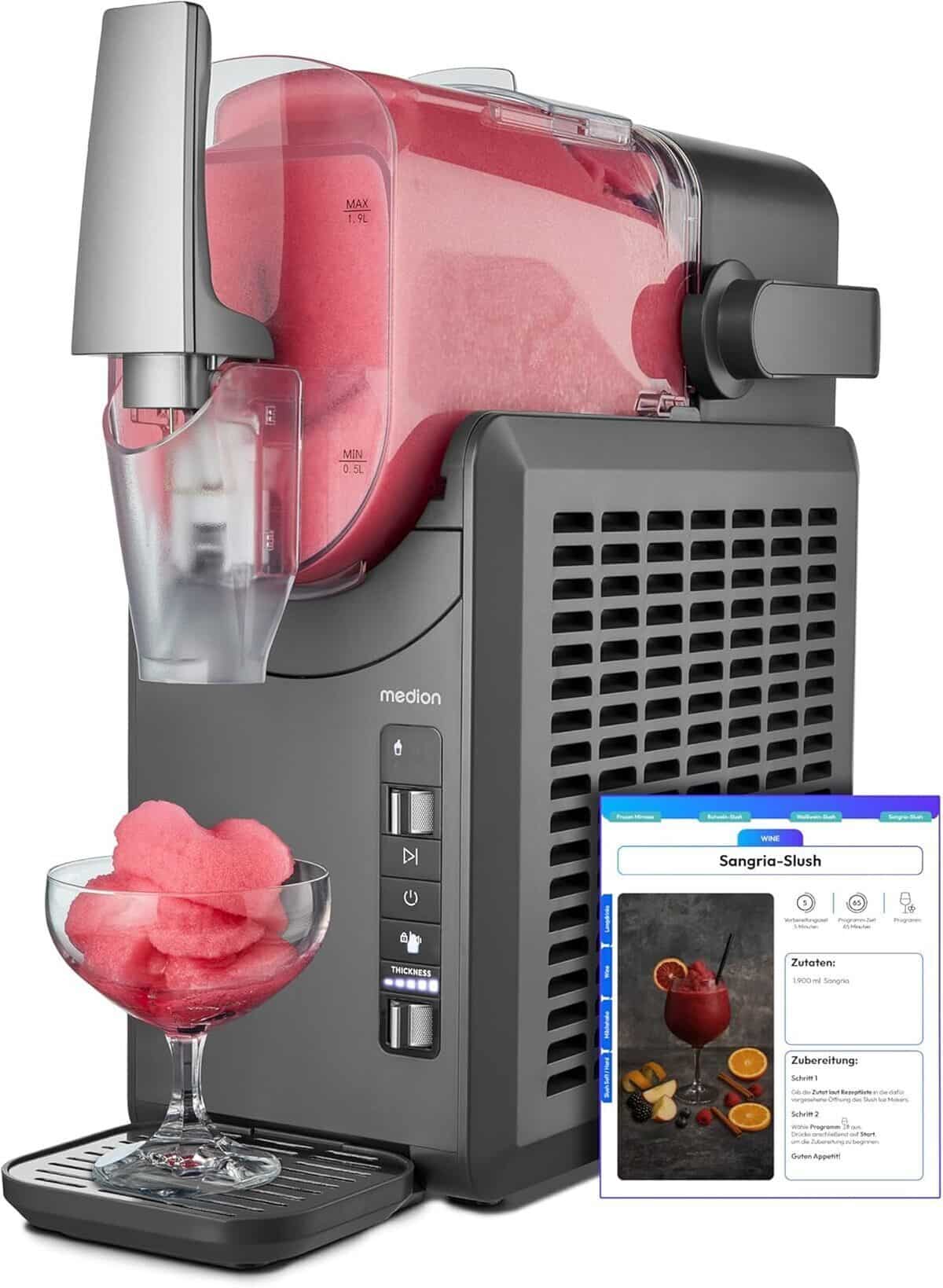 Test de la machine à granité Medion MD12090 : boissons glacées en un temps record