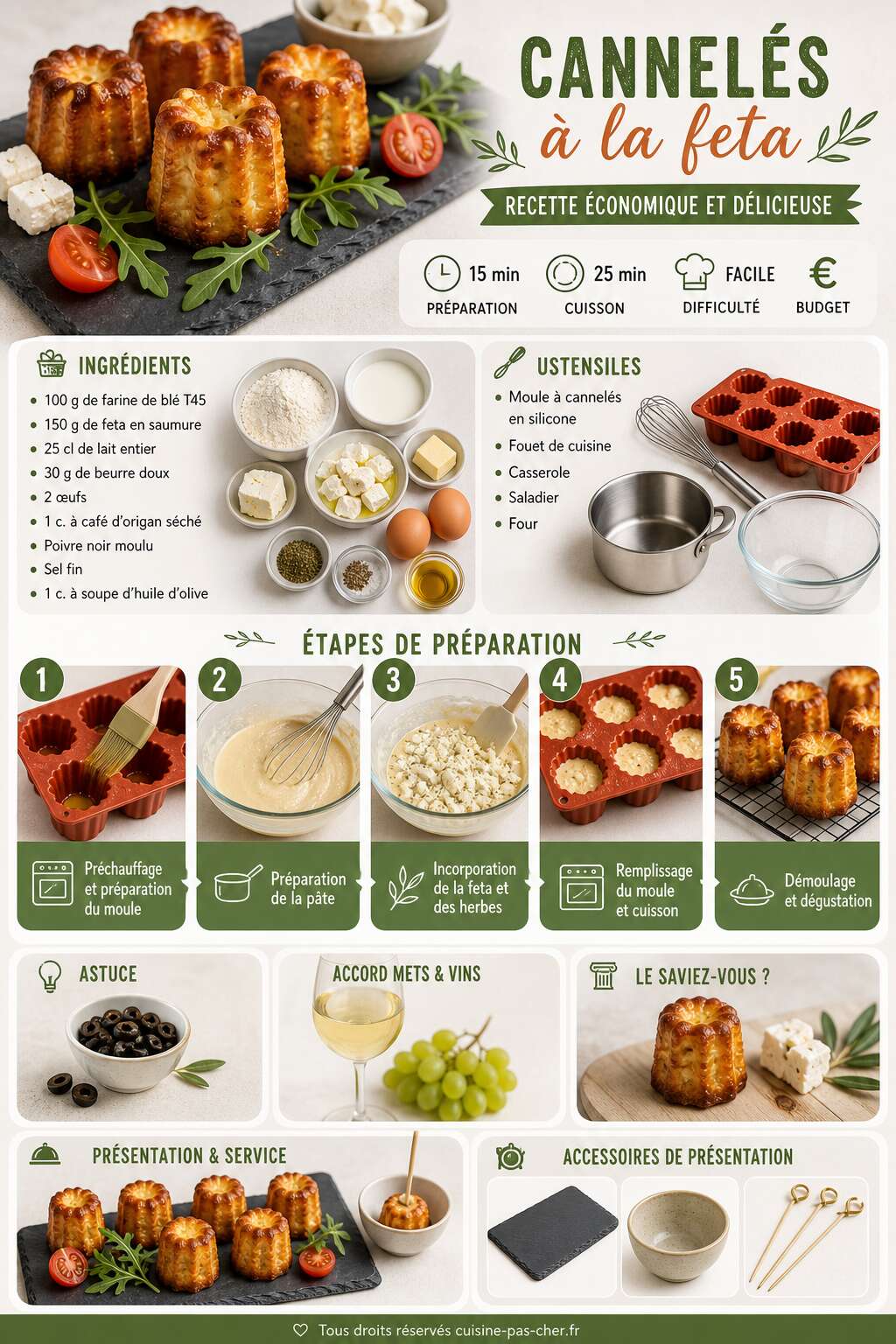 Fiche recette Cannel&eacute;s &agrave; la feta : recette &eacute;conomique et d&eacute;licieuse
