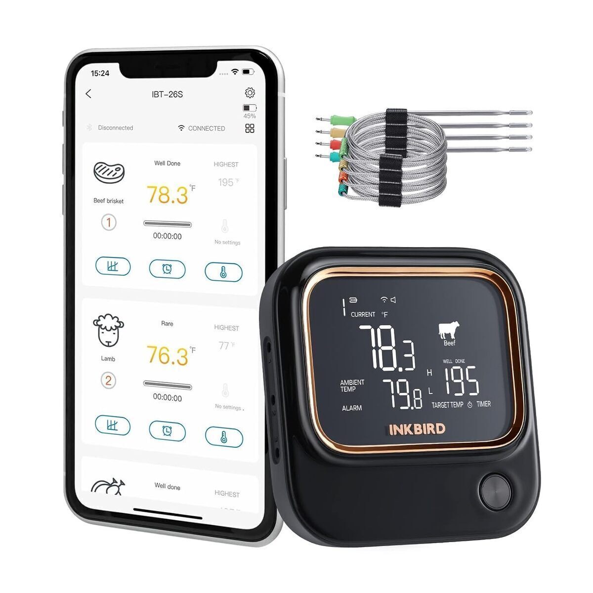 Test Inkbird IBT-26S : thermomètre cuisine wifi 4 sondes
