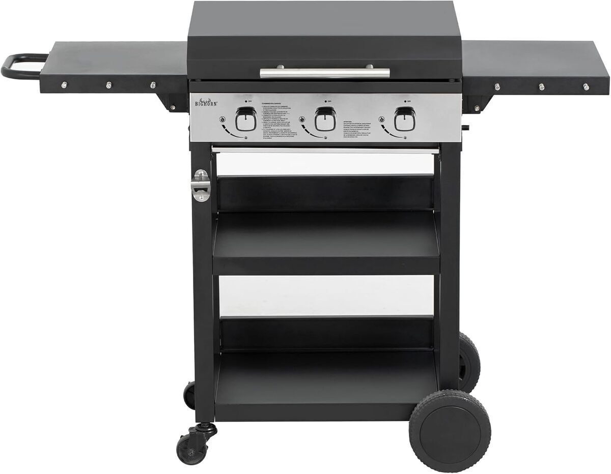 Test : plancha gaz BIGHORN 3 brûleurs 7.2kw avec chariot et couvercle